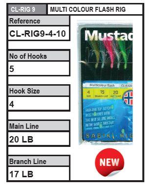 Mustad Sabiki Jigs - Multicolour Flash Rig